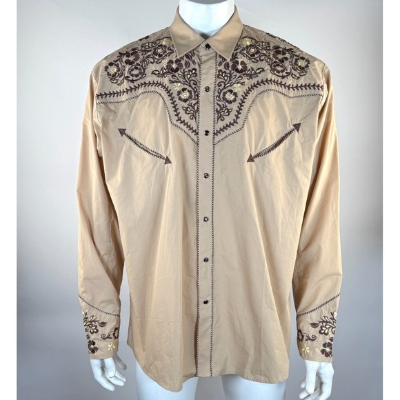 Salvaje Oeste Embroidered Western Shirt Mens 2XL NWOT Pearl Snaps Long Sleeve